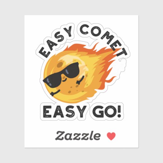 Sticker Easy Comet Easy Go Funny Astronomy Pun (Feuille)