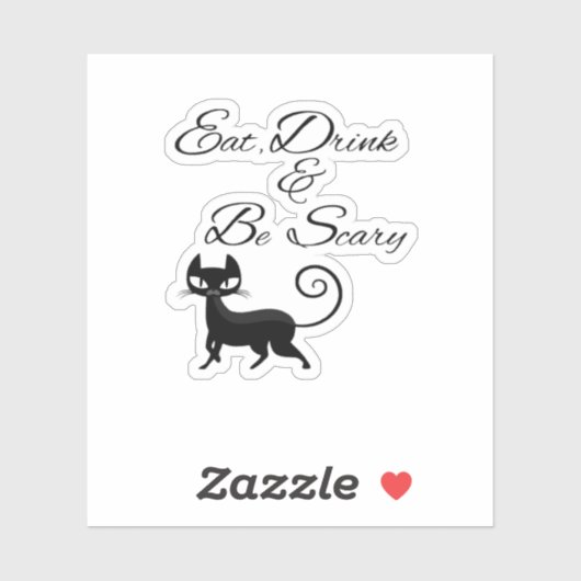 Sticker Eat Drink And Be Scary Cat Funny Cute Spooky Hallo (Feuille)