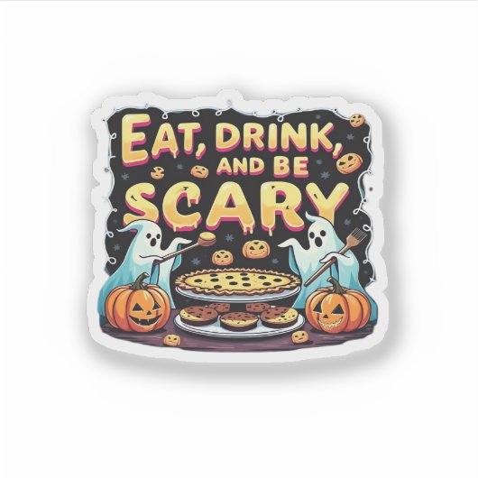 Sticker Eat Drink And Be Scary Spooky Bakery Halloween Coo (Devant)