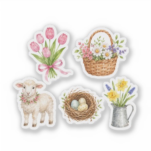 Sticker Eau de source montagneuse Fleur Lamb Pâques (Devant)