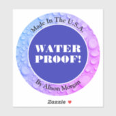 Sticker Eau Preuve Blanc Texte, Nom, Bleu Profond Votre Ph (Feuille)