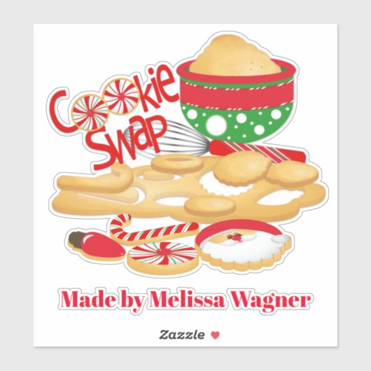 Sticker Échangeur de biscuits ajouter nom cookie étain ou  (Feuille)