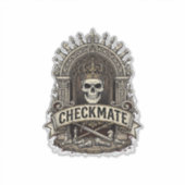 Sticker Échec et mat Roi Crâne Échecs Vintage (Devant)