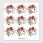 Sticker Echinacea violet Merci de confleur (Feuille)