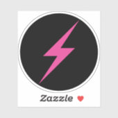 Sticker Éclair rose du féminisme (sur noir) (Feuille)