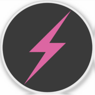 Sticker Éclair rose du féminisme (sur noir)