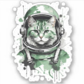 Sticker Éclat de chat de l'astronaute vert (Devant)