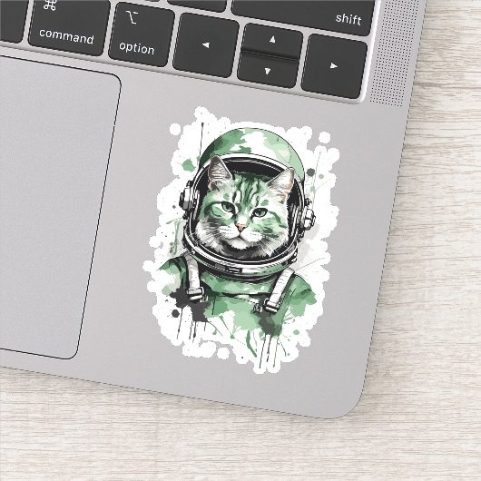 Sticker Éclat de chat de l'astronaute vert (Détail)
