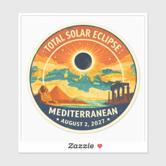 Sticker Éclipse solaire méditerranéenne de 2027 (Feuille)