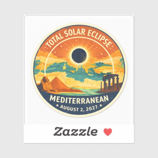 Sticker Éclipse solaire méditerranéenne de 2027 (Feuille)