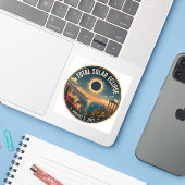 Sticker Éclipse solaire totale 2027 (Ordinateur portable avec iPhone)