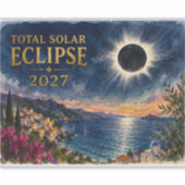 Sticker Éclipse solaire totale 2027 Méditerranée (Devant)