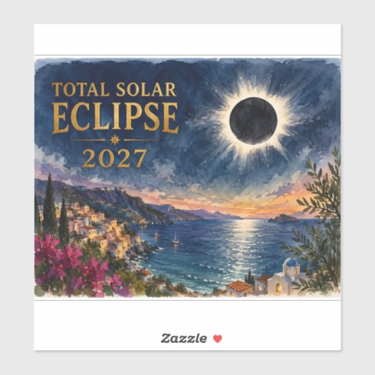 Sticker Éclipse solaire totale 2027 Méditerranée (Feuille)