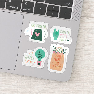 Sticker Écologie jeu d'autocollants de badge vert