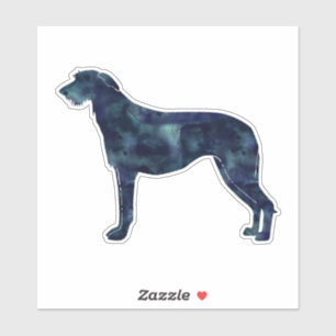 Sticker Écossais Deerhound Noir Aquarelle Silhouette