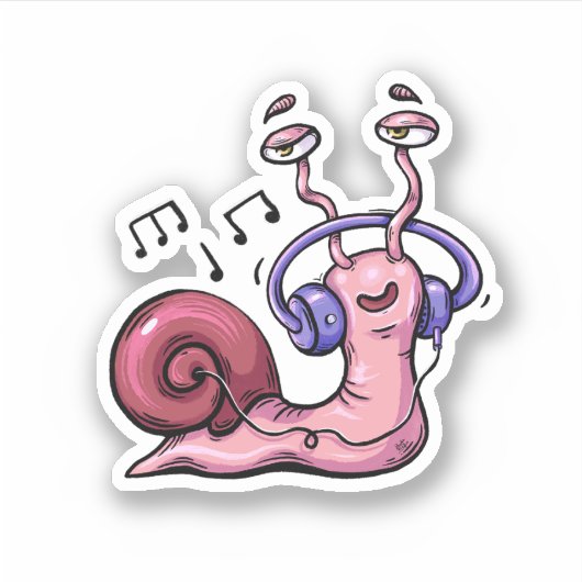 Sticker Écouter Un Escargot À La Musique Reggae (Devant)