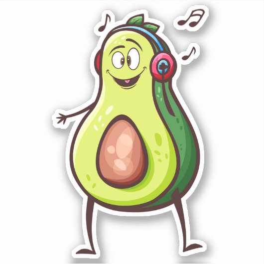 Sticker Écouteurs de musique drôle en avocat (Devant)