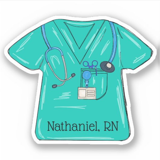 Sticker Écran de soins infirmiers vert Monogramme supérieu (Devant)