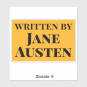 Sticker Écrit par Jane Austen Yellow Black Serif Texte (Feuille)