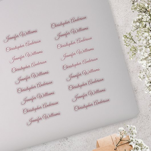 Sticker Écriture Classique 18 Noms d'Invités - Rose Gold