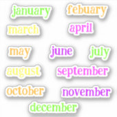 Sticker Écriture Manuelle Mois De L'Année Script Neon (Devant)