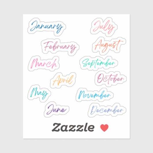 Sticker Écriture manuscrite Script Arc-en-ciel Mois de l'a (Feuille)