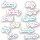 Sticker Écriture manuscrite Script Arc-en-ciel Mois de l'a (Devant)