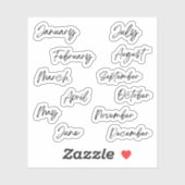 Sticker Écriture manuscrite Script Mois noirs de l'année (Feuille)