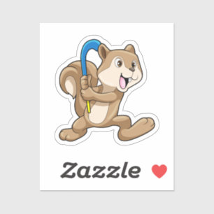 Sticker Écureuil au hockey sur gazon avec bâton
