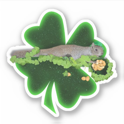 Sticker Écureuil chanceux Saint-Patrick (Devant)
