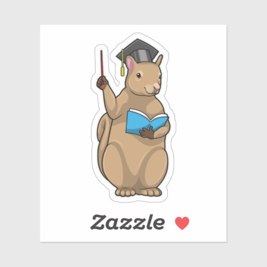 Sticker Écureuil comme enseignant avec livre (Feuille)