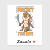 Sticker Écureuil cool Protégez vos noix Chasseurs d'écureu (Feuille)