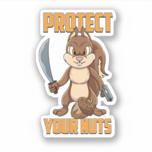 Sticker Écureuil cool Protégez vos noix Chasseurs d'écureu