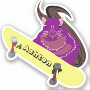 Sticker Écureuil coquin #953 Nom personnalisé Patinage