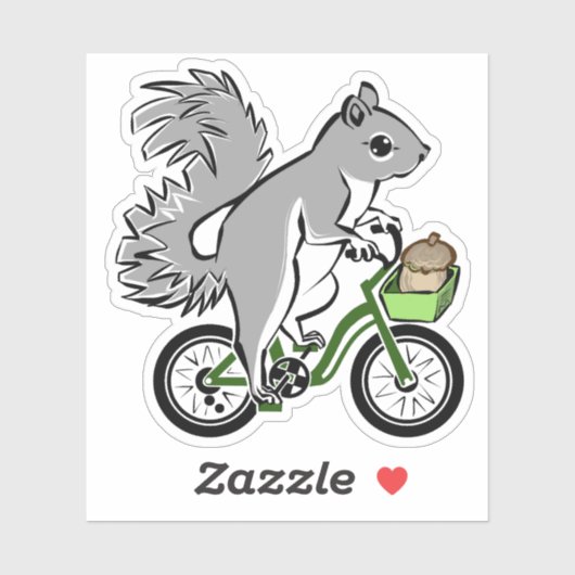 Sticker Écureuil Mignonne À Vélo (Feuille)