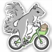 Sticker Écureuil Mignonne À Vélo (Devant)