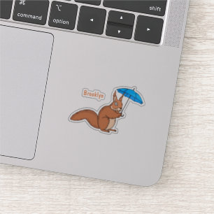 Sticker Écureuil rouge mignon avec dessin animé parapluie