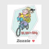 Sticker Ed, Edd, n Eddy sur un vélo (Feuille)