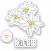 Sticker Edelweiss Fleur sauvage alpin dessiné à la main (Recto)