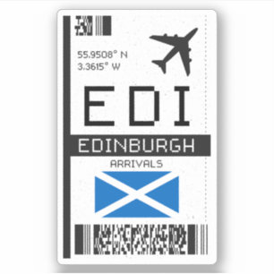 Sticker EDI Edinburgh, Scotland Airport Boarding Pass - UK