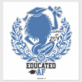 Sticker "Educated AF" Twerk Team Blue Graduation Party (Feuille)