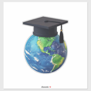 Sticker Éducation mondiale et diplôme : monde avec chapeau