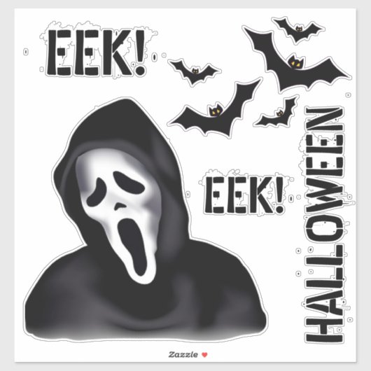 Sticker EEK & Echoes – Masque de fantôme d'Halloween avec (Feuille)