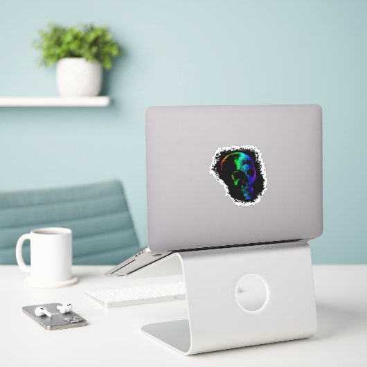 Sticker EERIE SKULL Rainbow (Ordinateur portable sur le bureau)