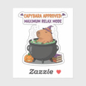 Sticker Éffrayant Capybara WIzard Witch Cauldron Halloween (Feuille)