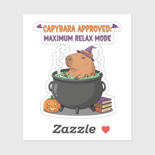 Sticker Éffrayant Capybara WIzard Witch Cauldron Halloween (Feuille)
