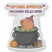 Sticker Éffrayant Capybara WIzard Witch Cauldron Halloween (Devant)