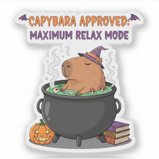Sticker Éffrayant Capybara WIzard Witch Cauldron Halloween (Devant)