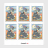 STICKER ÉFFRAYANT CUTE NOIR CAT WITCH HALLOWEEN CUISINE MA (Feuille)