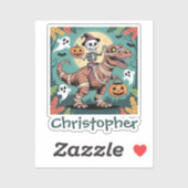 Sticker Éffrayant Dino Rider - Squelette sur Mummy T-Rex (Feuille)